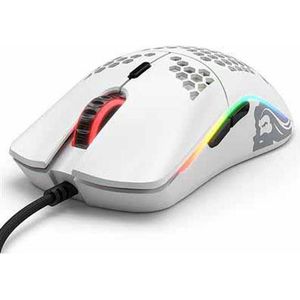 Glorious Gaming Model O Wired Gaming Mouse – superleichtes Wabendesign mit 67 g, RGB-Beleuchtung, Pixart 3360 Sensor, Omron-Schaltern, beidhändig – Mattweiß