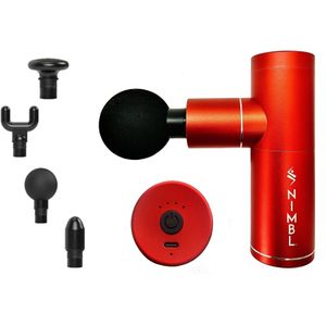 Massage Gun - Nimbl XPRS Fysio - Sport en Relax Massage apparaat - Fluisterstil - Inclusief koffer - Met 4 opzetstukken - Rood