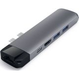 SATECHI Type-C Pro Hub Adapter Met Ethernet - 4K HDMI, USB-C PD, Gigabit Ethernet, USB 3.0, Micro SD Kaartsleuf - Voor M2/ M1 Macbook Pro/Air (Spacegrijs)