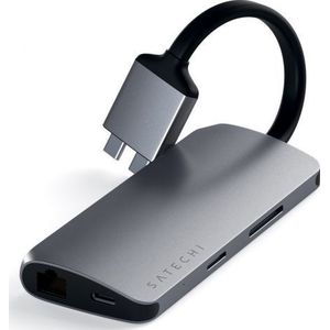 Satechi - St-Tcdmmam - Docking Station - Grijs - 2x 4K HDMI, USB-C PD 3.0, Gigabit-Ethernet, Micro/SD-kaartlezer, USB 3.0