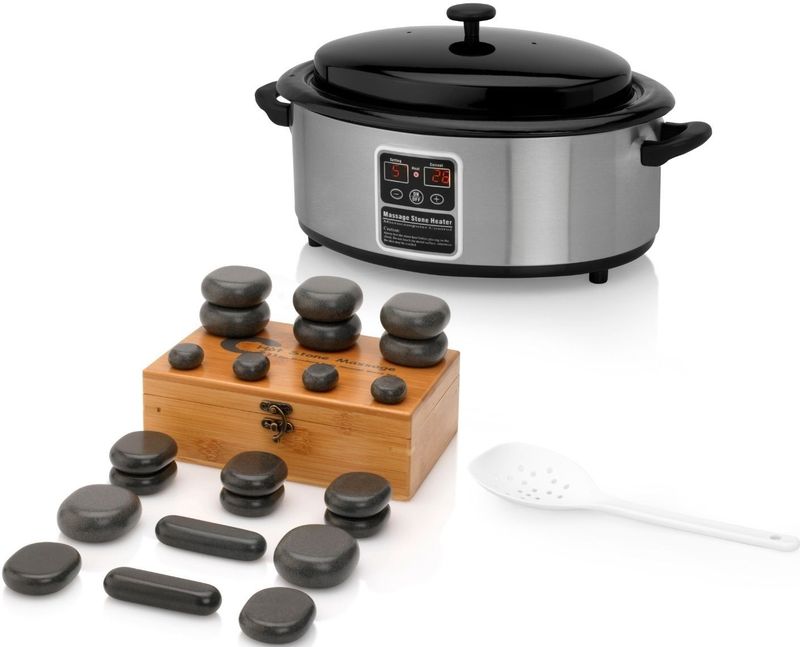 ZenGrowth - Hotstoneset - 22 Hotstones - 6 Liter Hotstone Heater - Elektronisch Display - Digitale Temperatuurregeling