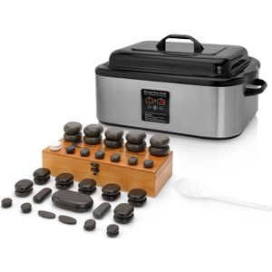 ZenGrowth - Hotstoneset - 45 Hotstones - 18 Liter Hotstone Heater - Inclusief Houten Lepel - Elektronisch Display