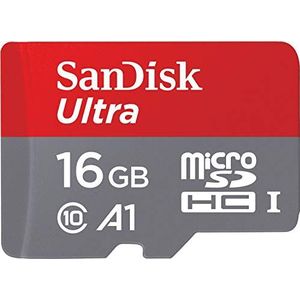 Sandisk SDSQUAR-016G-GN6MA Ultra Micro Sd Uhs-I U1 Class 10 Geheugen Kaart Met Adapter, 16Gb