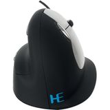 r-go - HE Mouse - Ergonomische Muis - Zwart-Zilver - Verticale Grip