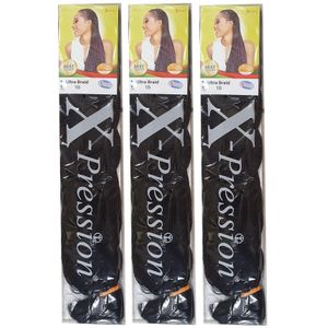 X-Pression Ultra Braid Vlechthaar #1B - Voordeelverpakking 3 Stuks