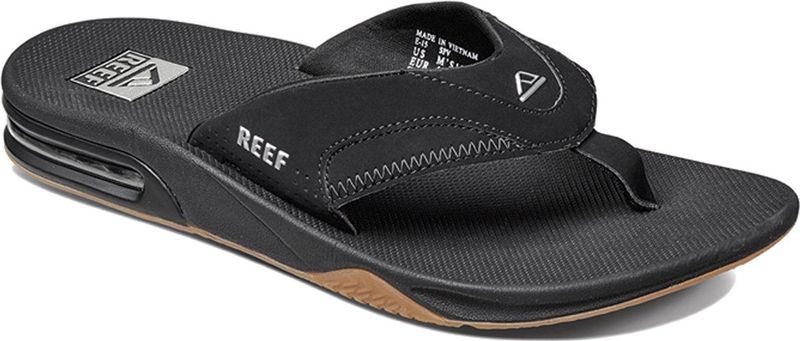 Reef Fanning Slide Heren Slippers - Zwart/Zilver
