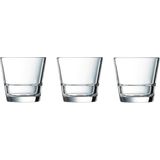Arcoroc Waterglazen/Drinkglazen - 6x stuks - tumblers - 210 ml - transparant - stapelbaar