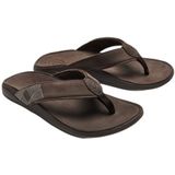 OLUKAI Tuahine waterdichte leren sandalen voor heren, veelzijdige strandslippers, ondersteuning van de voetboog en comfortabele pasvorm, lichtgewicht en duurzaam, verbeterde grip en tractie, Donker