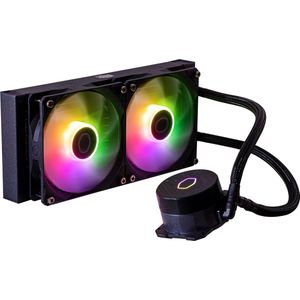 Cooler Master USA Liquid 240L Core 240 mm Close-Loop AIO vloeistofkoeler, ARGB Sync, Gen S koudplaatpomp, 120 mm PWM, CryoFuze 14W/mK, AMD Ryzen AM5/AM4, Intel LGA 1700/1200 (MLW-D24M-A18PZ-R1), zwart