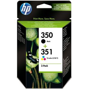 HP 350 en 351 (MHD 2 x 1-pack los) zwart en kleur (SD412EE) - Inktcartridge - Origineel