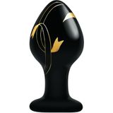 Secret Kisses zwarte gouden glazen anaalplug bol 8 cm