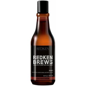 Redken Brews 3-in-1 Shampoo – Shampoo, conditioner en douchegel in één fles – 300 ml