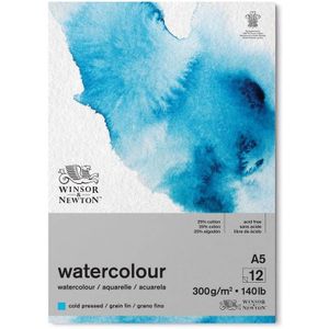 Winsor & Newton - Blok Aquarelpapier - Koudgeperst - 300 Gram - A5 - 12 Vellen