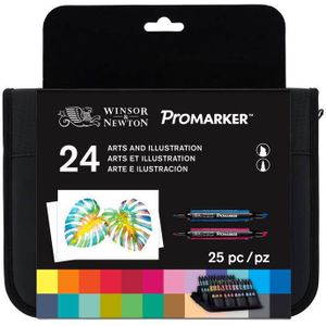 Winsor & Newton 0290078 ProMarker professionele markeerstiften, 2 stuks, 24 kleuren