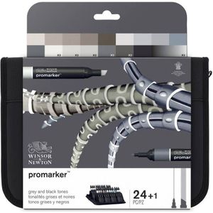 Winsor & Newton Promarker Black and Greys Etui 24 stuks