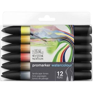 Winsor & Newton Set van 12 aquarelmarkers, cadmium, 12 kleuren, landschap