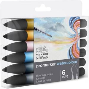 Winsor & Newton Watercolour Marker - brush pens set - Sky Tones - 6 stuks
