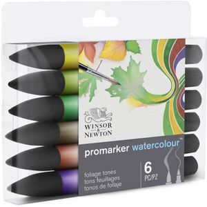 Winsor & Newton Promarker Watercolour™ Marker, bladtinten, 6 stuks