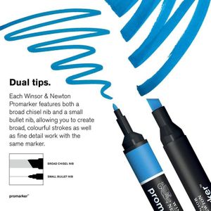 Winsor & Newton ProMarker 0203637 professionele marker 2 punten, dun en breed voor tekeningen, design en lay-out, donkere mokka