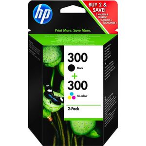 HP 300 Combo-pack (Opruiming 2 x 1-pack los outlet) zwart en kleur (CN637EE) - Inktcartridge - Origineel