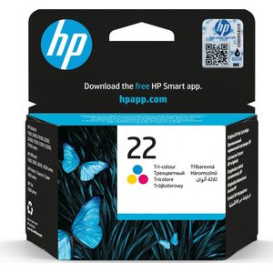 HP 22 Tri-color Original Ink Cartridge inktcartridge 1 stuk(s) Origineel Normaal rendement Cyaan, Magenta, Geel