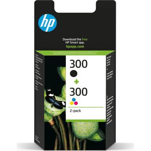 HP 300 originele zwarte/drie-kleuren inktcartridges, 2-pack (CN637EE)