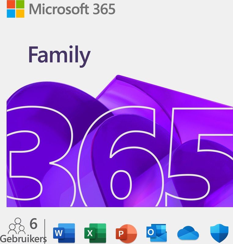 Microsoft 365 Family - 6 Gebruikers - NL - 1 Jaar Abonnement - Download