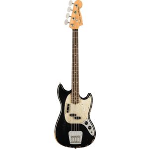Fender Justin Meldal-Johnsen Road Worn Mustang Bass Black - Elektrische basgitaar