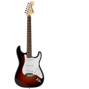 Fender Squier Affinity Stratocaster E-Gitarre, 3-Color Sunburst, hochwertiger Klang, leichte Bespielbarkeit, ideal für Anfänger & Fortgeschrittene, inkl. kostenloser virtueller Kurse auf Fender Play