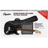 Squier Affinity Series Stratocaster HSS Pack IL Charcoal Frost Metallic starterset elektrische gitaar