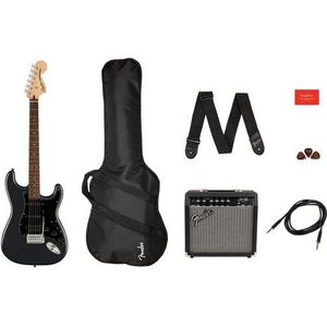 Squier Affinity Stratocaster HSS Pack IL, Charcoal Frost Metallic Elektrische gitaar starterset zwart