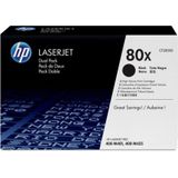 HP 80X - Tonercartridge / Zwart / Hoge Capaciteit / 2 Pack