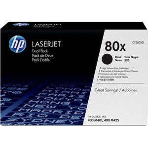 HP 80X (CF280XD) toner zwart hoge capaciteit dubbelpack (origineel)