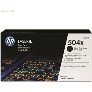 HP 504X 2-pack High Yield Black Original LaserJet Toner Cartridges tonercartridge 2 stuk(s) Origineel Zwart