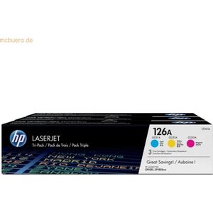 HP 126A 3-pack Cyan/Magenta/Yellow Original LaserJet Toner Cartridges tonercartridge 3 stuk(s) Origineel Cyaan, Magenta, Geel