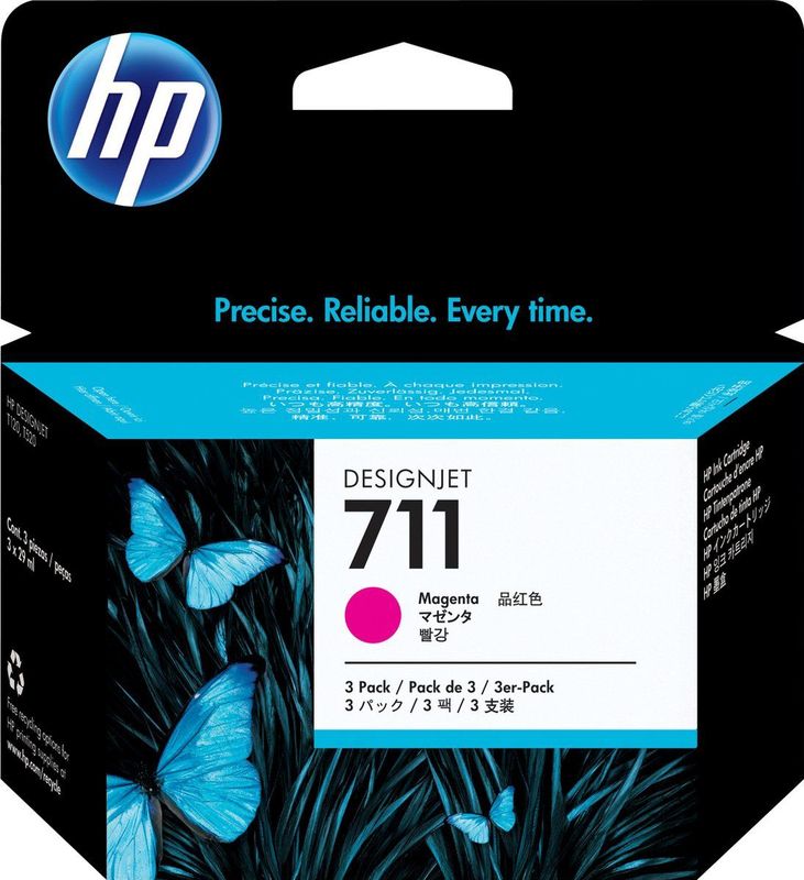 HP 711 3-pack 29-ml Magenta DesignJet Ink Cartridges printkop