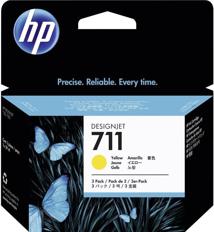 HP 711 3-pack 29-ml Yellow DesignJet Ink Cartridges printkop