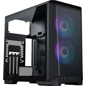 Phanteks Eclipse P200A Mini-tower Gaming-behuizing, PC-behuizing Zwart 2 voorgeïnstalleerde LED-ventilators, Zijvenster