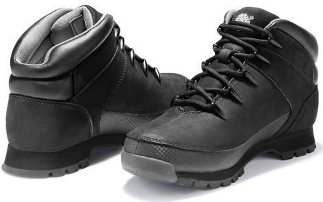 Timberlandvoor mannen. TB06361R0011 Euro Sprint Hiker Leren Enkellaarsjes Zwart (42), Leer, Plat, Veters, Casual, Sportief, Buiten