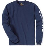 Carhartt EK231 Signature Sleeve Logo Longsleeve T-Shirt - Relaxed Fit - Navy