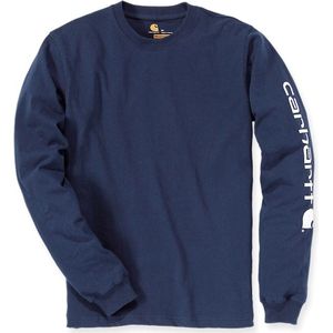 Carhartt EK231 Signature Sleeve Logo Longsleeve T-Shirt - Relaxed Fit - Navy