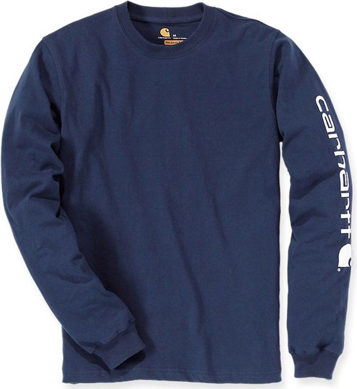 Carhartt EK231 Signature Sleeve Logo Longsleeve T-Shirt - Relaxed Fit - Navy