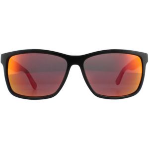 Lacoste rechthoekheren Zwart grijze rode spiegel zonnebril | Sunglasses