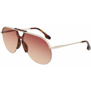 Victoria Beckham, Accessoires, Dames, Geel, ONE Size, Metalen Frame Rechthoekige Zonnebril Bruin