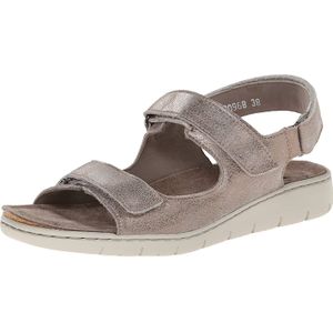 Mephisto, Vintage Donker Taupe Leren Sandaal voor Dames - Brede Pasvorm Beige, Dames, Maat:36 EU