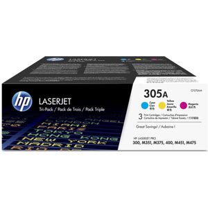 HP 305A LaserJet Tonercartridge - 3-pack - Cyaan/Magenta/Geel
