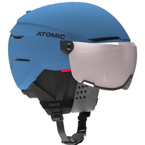 ATOMIC Savor Visor JR Skihelm met vizier, blauw, maat XS, voor kinderen en jongeren, maximale schokdemping, Active Aircon ventilatie, bril met high-end spiegeling