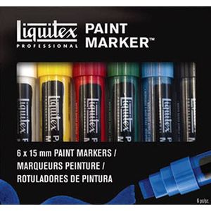 Liquitex 4690001 Professional Paint Acryl - Marker acrylverf, lichtecht - Set 6 Markers - Brede punt
