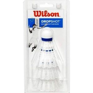 Wilson Badmintonbal, Dropshot Shuttlecocks, verpakking van 3, wit, kunststof/natuurkurk, WRT6048WH