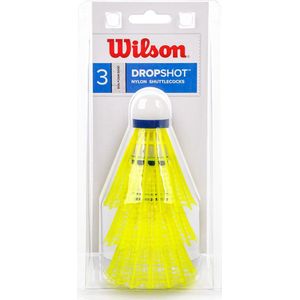 Wilson WRT6048YE Badminton Shuttlecocks, Dropshot Shuttlecocks, 3 stuks, kunststof/natuurkurk, uniseks, volwassenen, geel, eenheidsmaat
